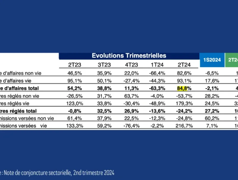 Tableau montrant la croissance spectaculaire dans le secteur des assurances. © DR 