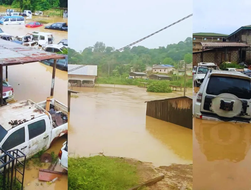 Collage de photos des inondations à Franceville, Octobre 2024 © L'Union