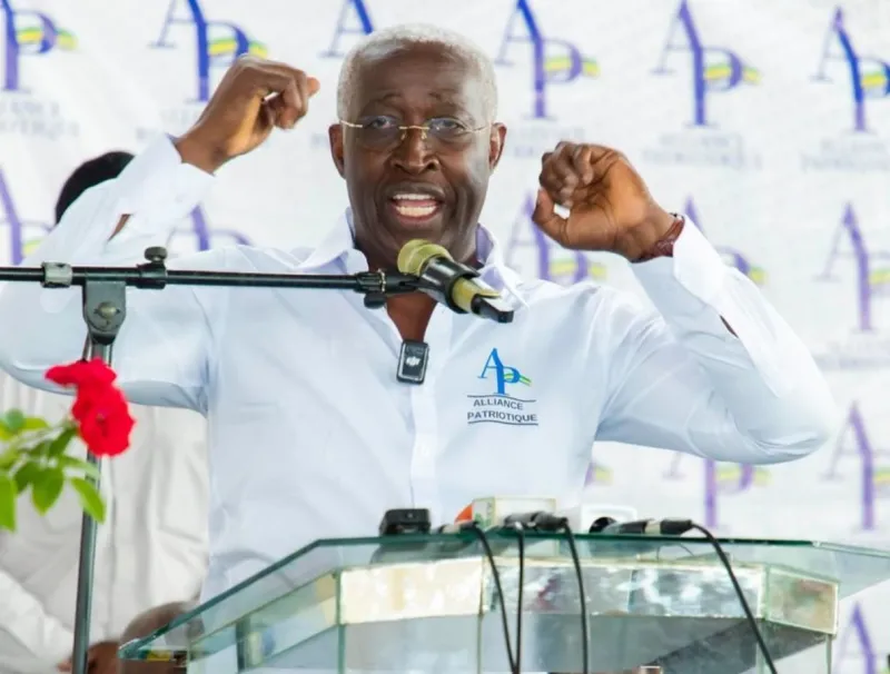 Raymond Ndong Sima, Président de de l’Alliance Patriotique lors de la Grande mobilisation ce 3 novembre 2024 © DR