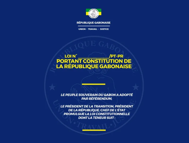 Page de garde projet de nouvelle constitution du Gabon