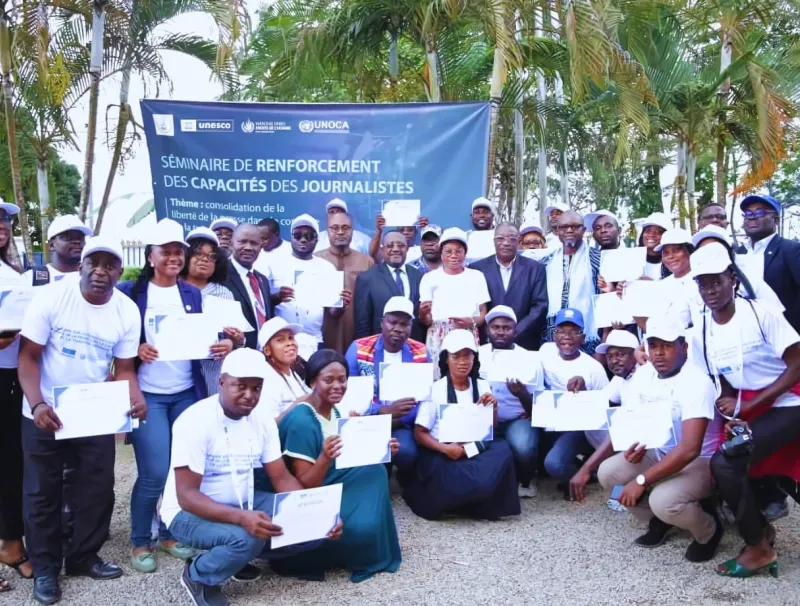 Photo des participants du Le séminaire de renforcement des capacités des journalistes, tenu à Mouila, octobre 2024 © L'Union