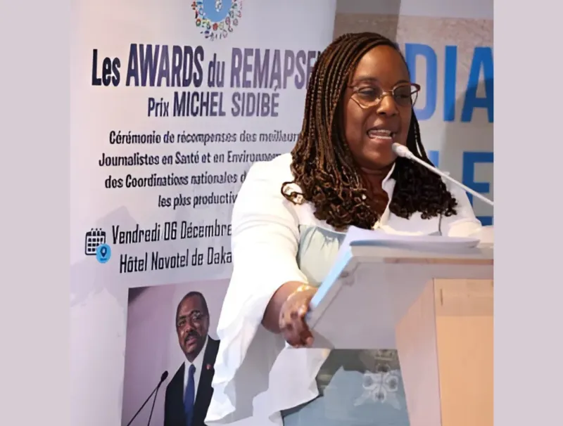 Arlette Mvondo, représentante résidente d’ONU Femmes au Sénégal, en conclusion du forum des médias organisé par le Remapsen © DR