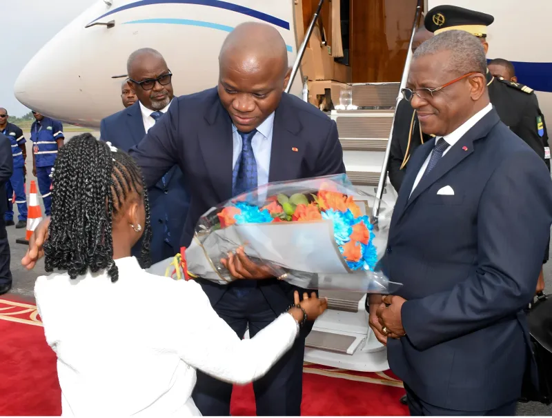 Le chef de l’État, Brice Clotaire Oligui Nguema à son arrivée à Yaoundé. © DR 