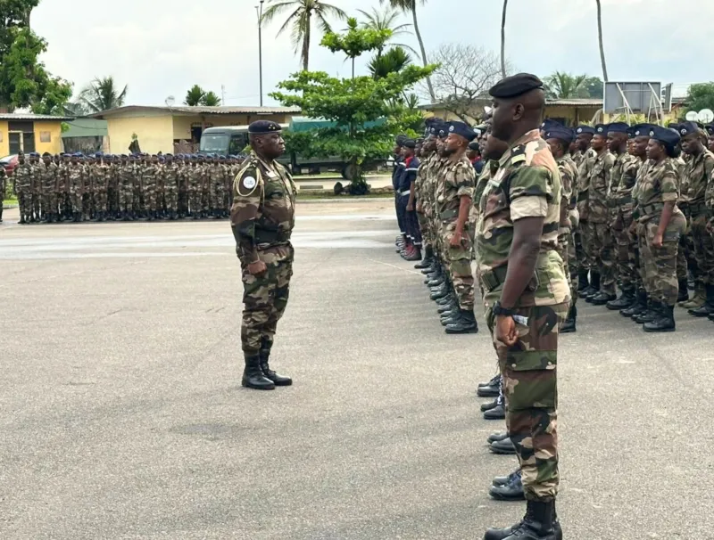 Le général de division Boucka Jean Bedel lors de son propos. © DR