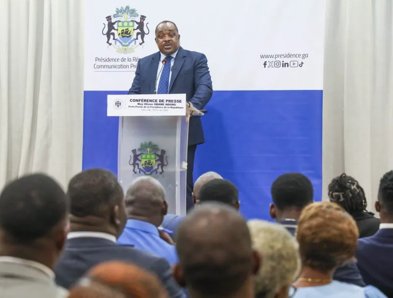 Conférence de presse du porte-parole de la présidence, Max Olivier Obame Ndong.