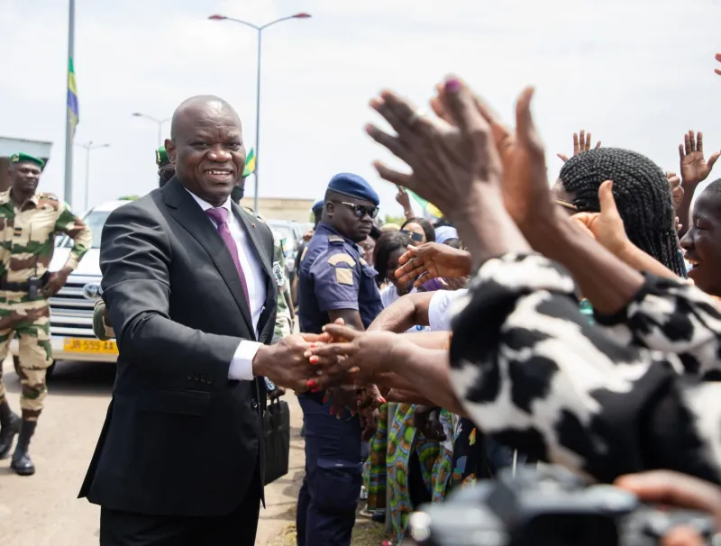 Le chef de l’État, le général Brice Clotaire Oligui Nguema, à son arrivée, mardi dernier, à Port-Gentil.