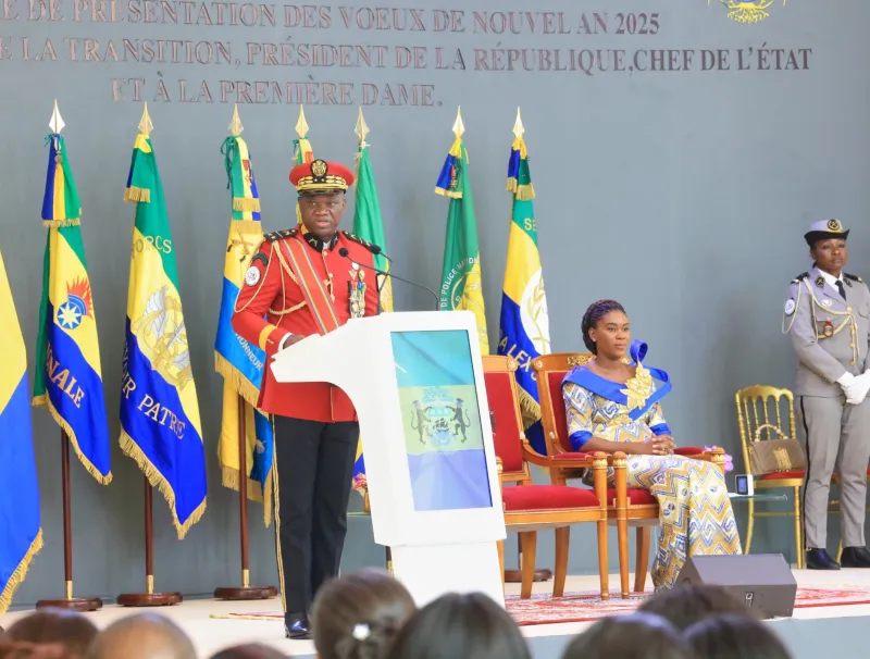 Le président de la Transition, Brice Clotaire Oligui Nguema, lors de la cérémonie de présentation de voeux, le 10 janvier 2025 © Presse Présidentielle