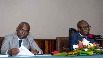 Adrien Nguema Mba, Ministre de l’Intérieur, de la Sécurité et de la Décentralisation et François Ndong Obiang, ministre de la réforme