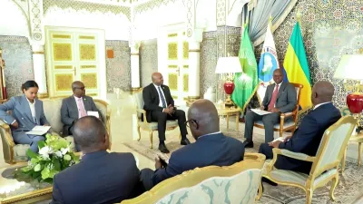 Une phase de l’audience que le chef de l’Etat, Brice Clotaire Oligui Nguema, a accordée à l’envoyé spécial de l’UA, Albert Shingiro