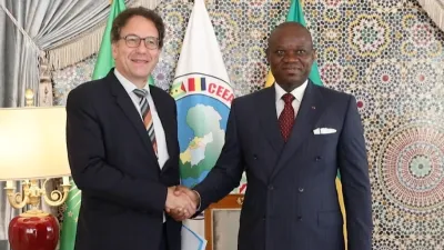 Brice Clotaire Oligui Nguema, président du Gabon et Fabrice Mauriès, Ambassadeur et Haut Représentant de la France près la République gabonaise