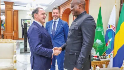 Brice Clotaire Oligui Nguema, président du Gabon et une délégation du groupe italien Todini Costruzioni Generali S.p.A.