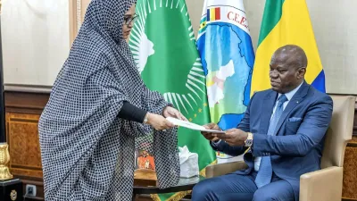 Brice Clotaire Oligui Nguema, président du Gabon et Messouda Bahama Mohamed Laghdaf