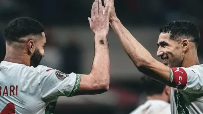 Achraf Hakimi et Ismaël Saibari, footballeurs marocains