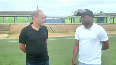 Sébastien Migné, nouveau sélectionneur des panthères du Gabon et Stéphane Nguema,  responsable adjoint du CTB.