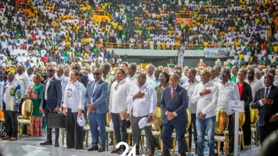 Les militants et sympathisants de l’UDB, samedi dernier, au Palais des sports de Libreville. ©  Minkoh Malkolm